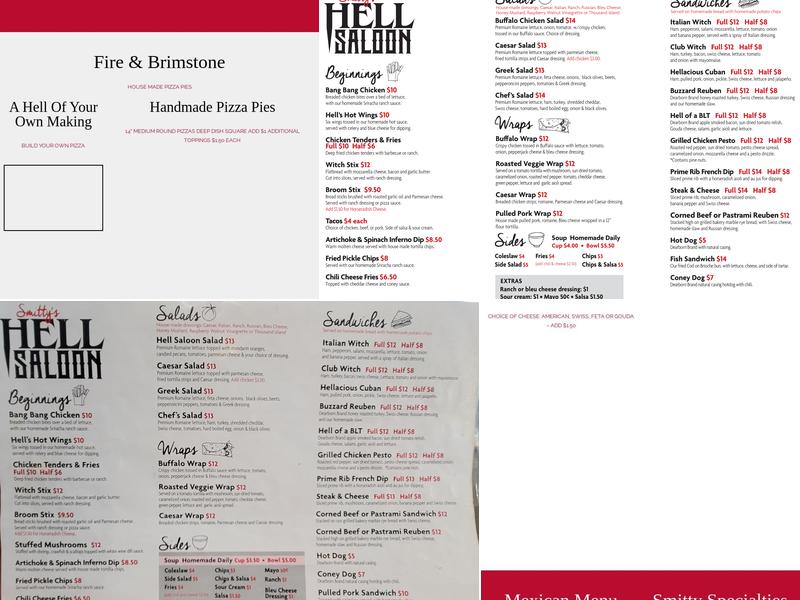 Hell Saloon Menu