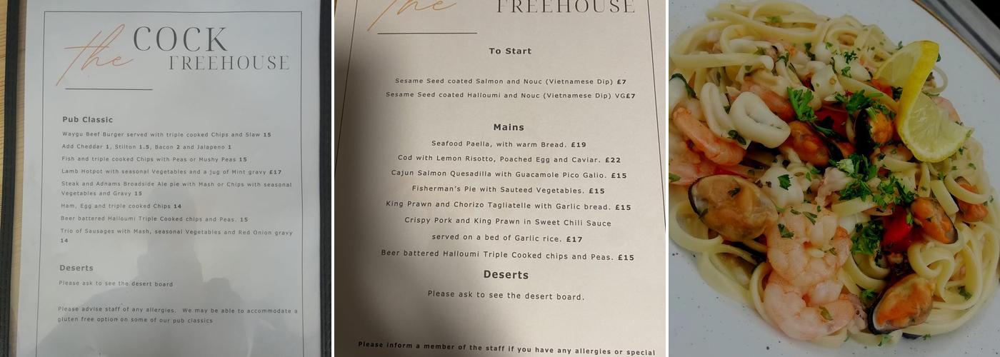 The Cock Inn Menu