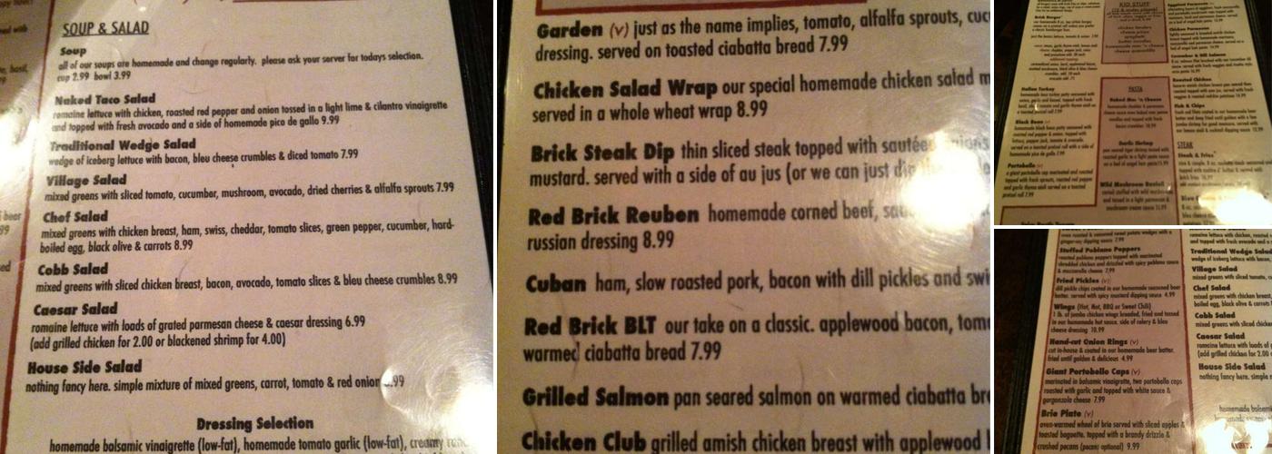 RedBrick Kitchen & Bar Menu