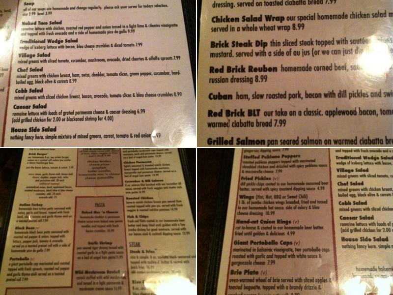 RedBrick Kitchen & Bar Menu