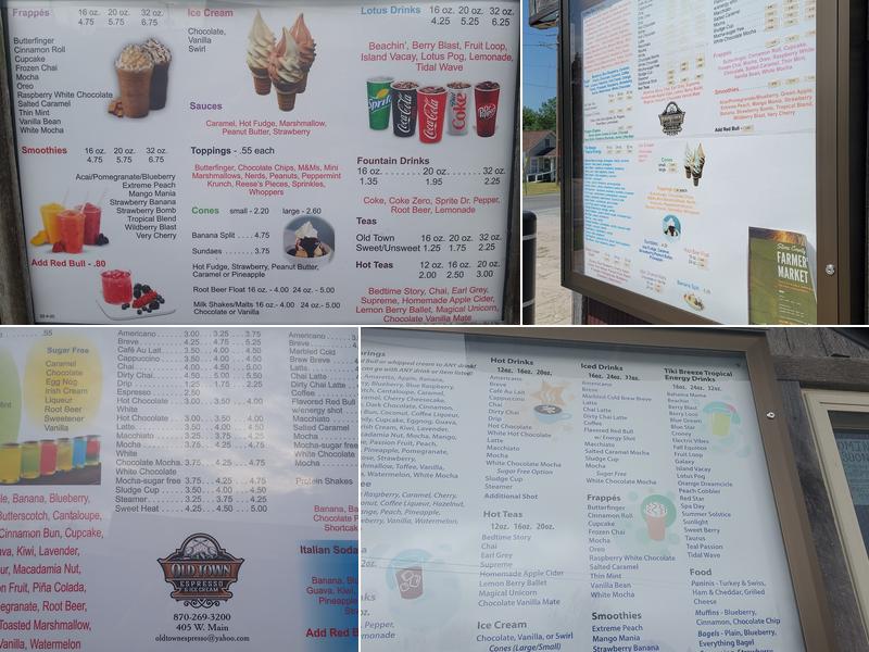 Old Town Espresso and Ice Cream Menu