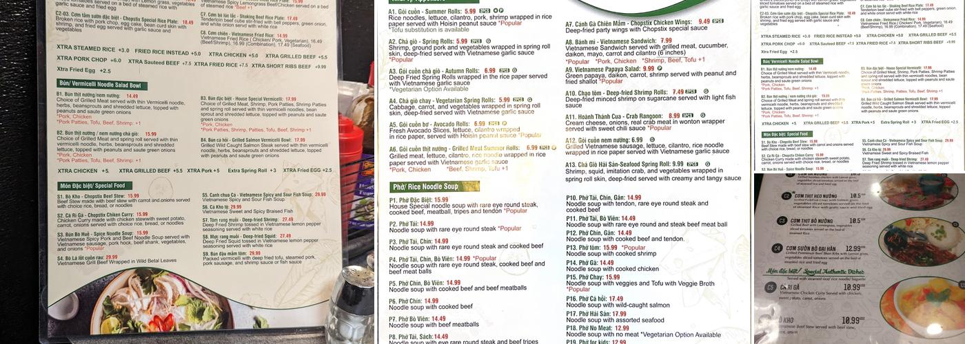 Pho Chopstix - Southfield Menu