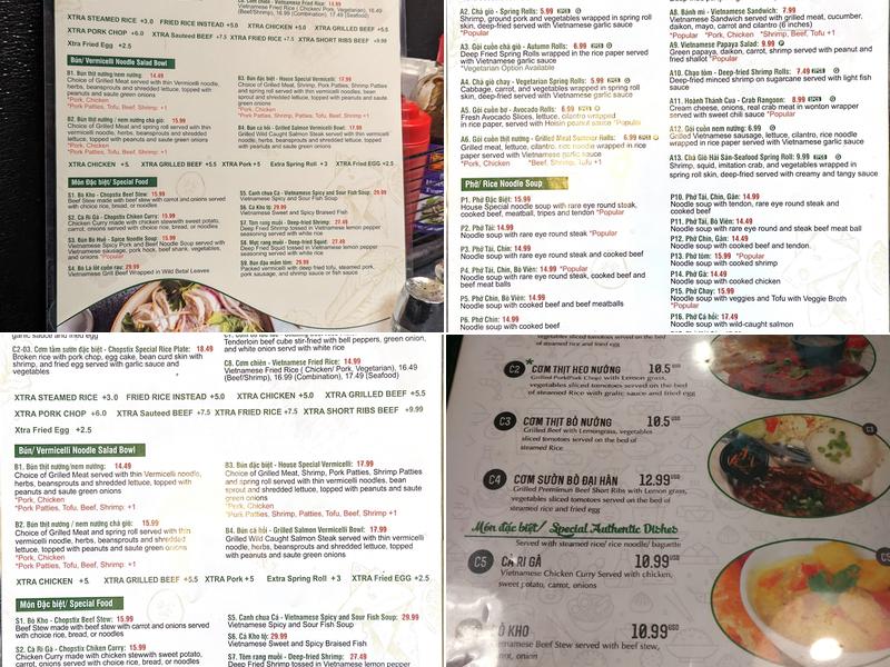 Pho Chopstix - Southfield Menu