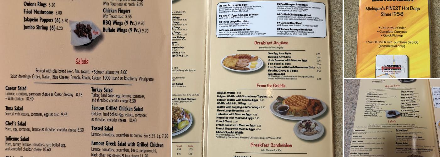 L George's Coney Island Menu