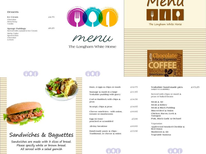 The White Horse at Longham Menu