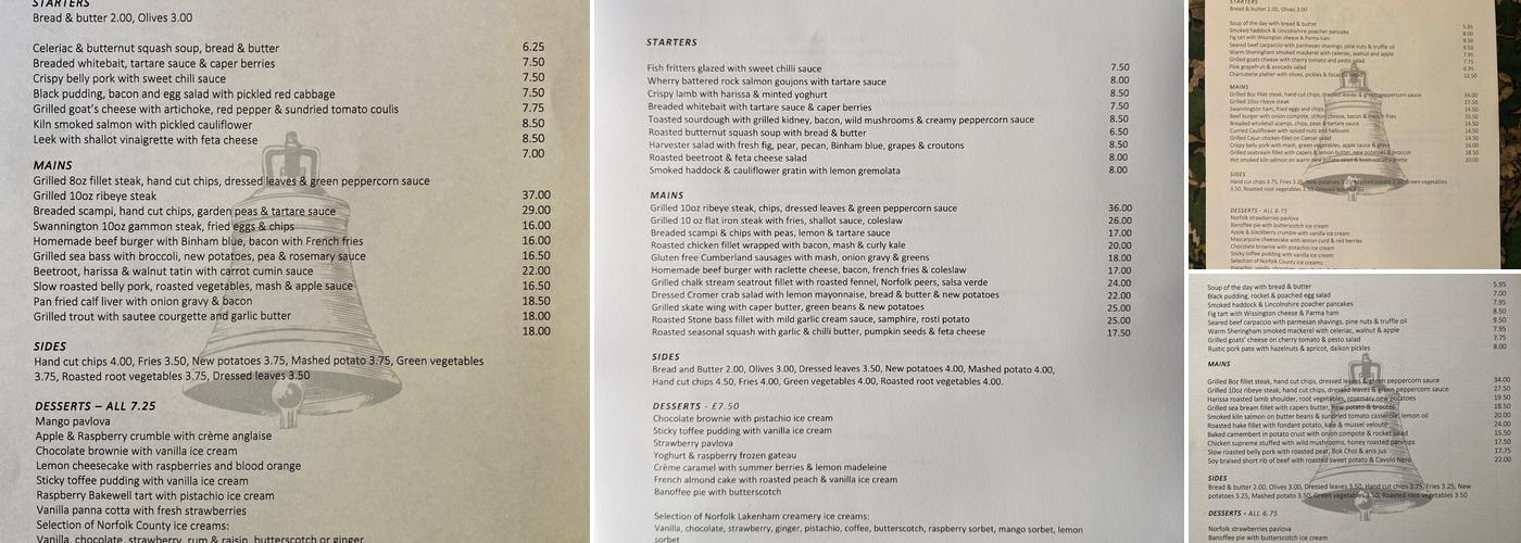 The Brisley Bell Menu