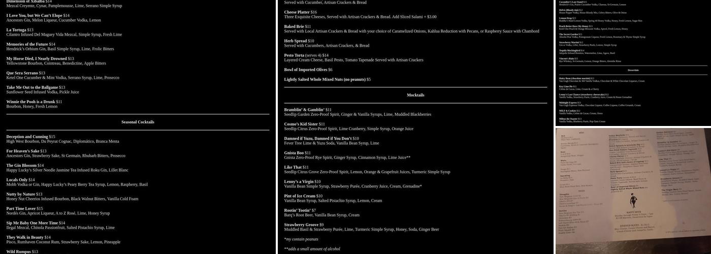 Elliot's Martini Bar Menu