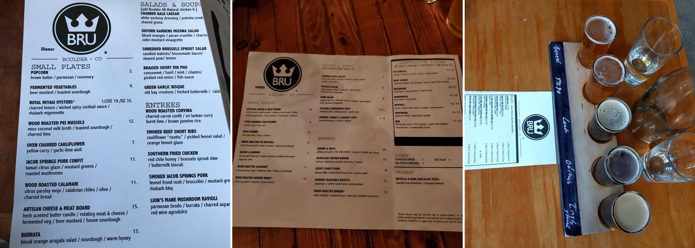 BRU handbuilt ales & eats Menu