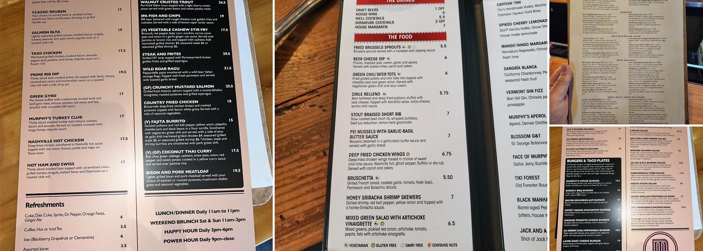 Murphy's Tap House Menu