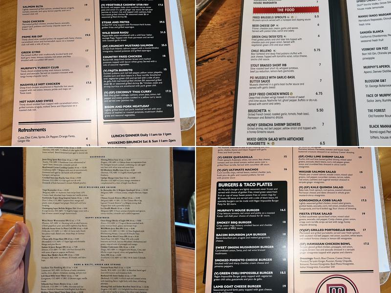 Murphy's Tap House Menu