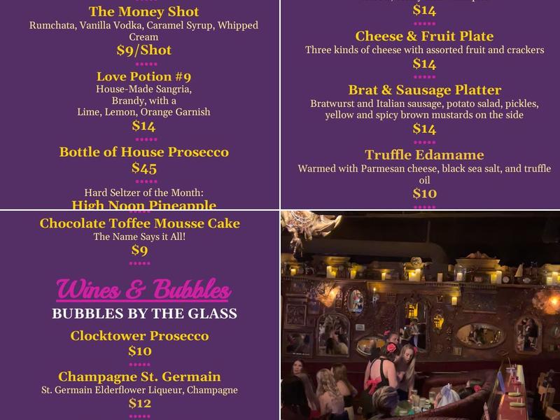 The Clocktower Cabaret Menu