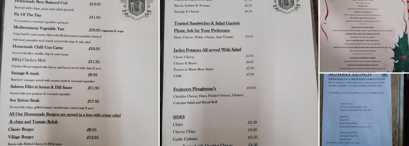 The Fruiterers Arms Menu