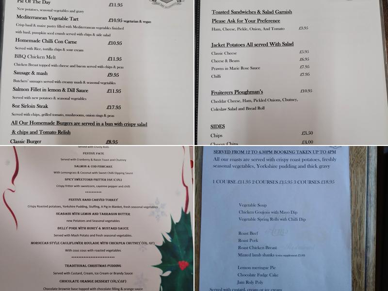The Fruiterers Arms Menu