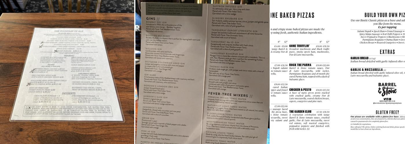 Fountain of Ale Menu
