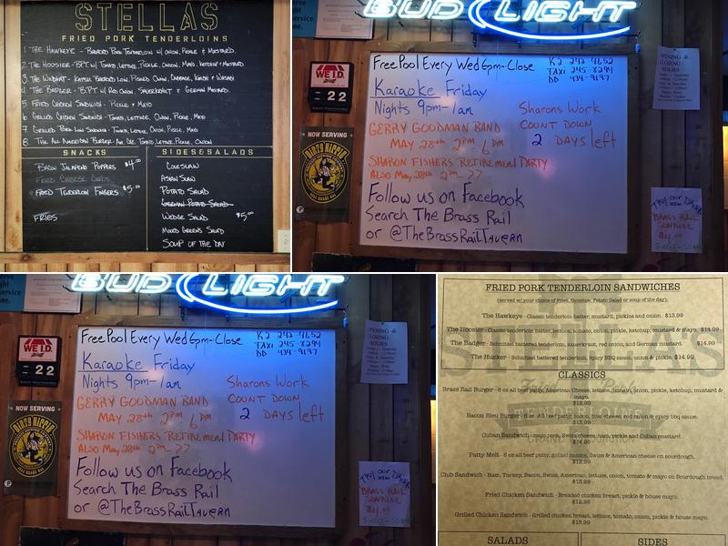 The Brass Rail Tavern Menu