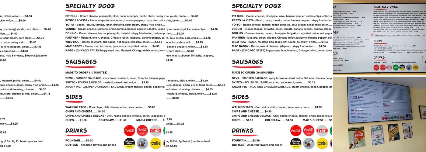 Mad Dogz Menu