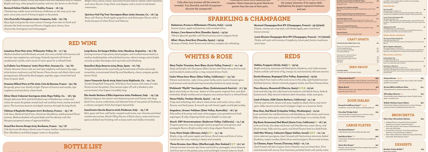 Uncorked Kitchen & Wine Bar Menu