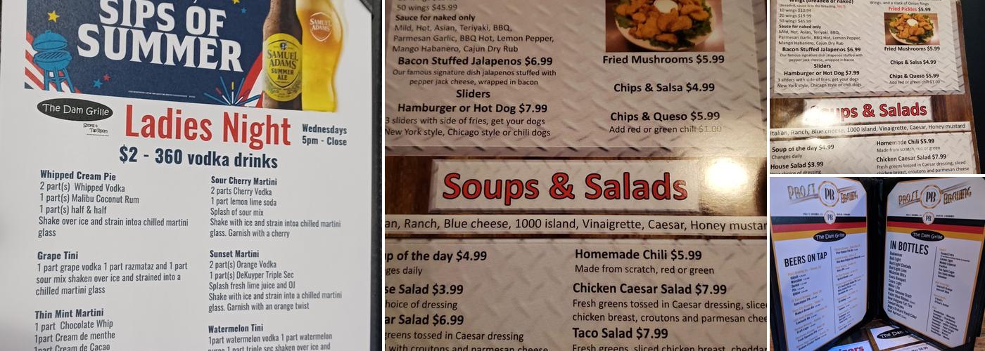 The Dam Grille Menu