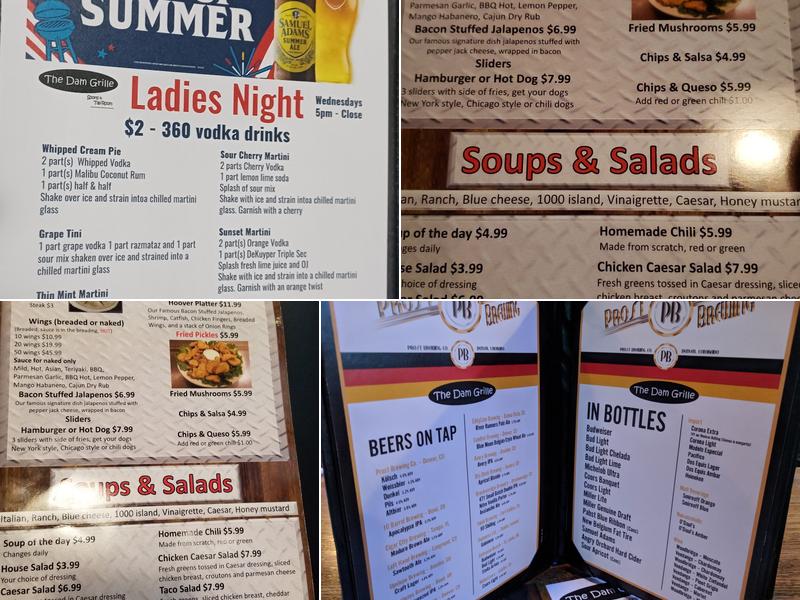 The Dam Grille Menu