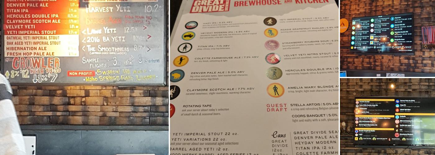 Great Divide Barrel Bar Menu
