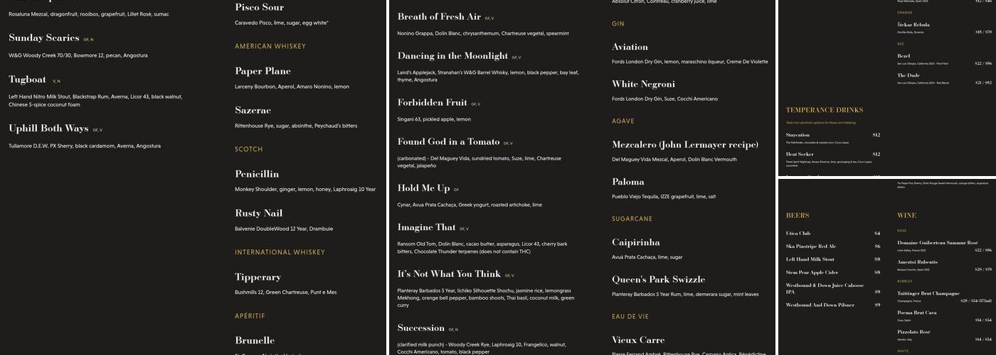 Williams & Graham Menu