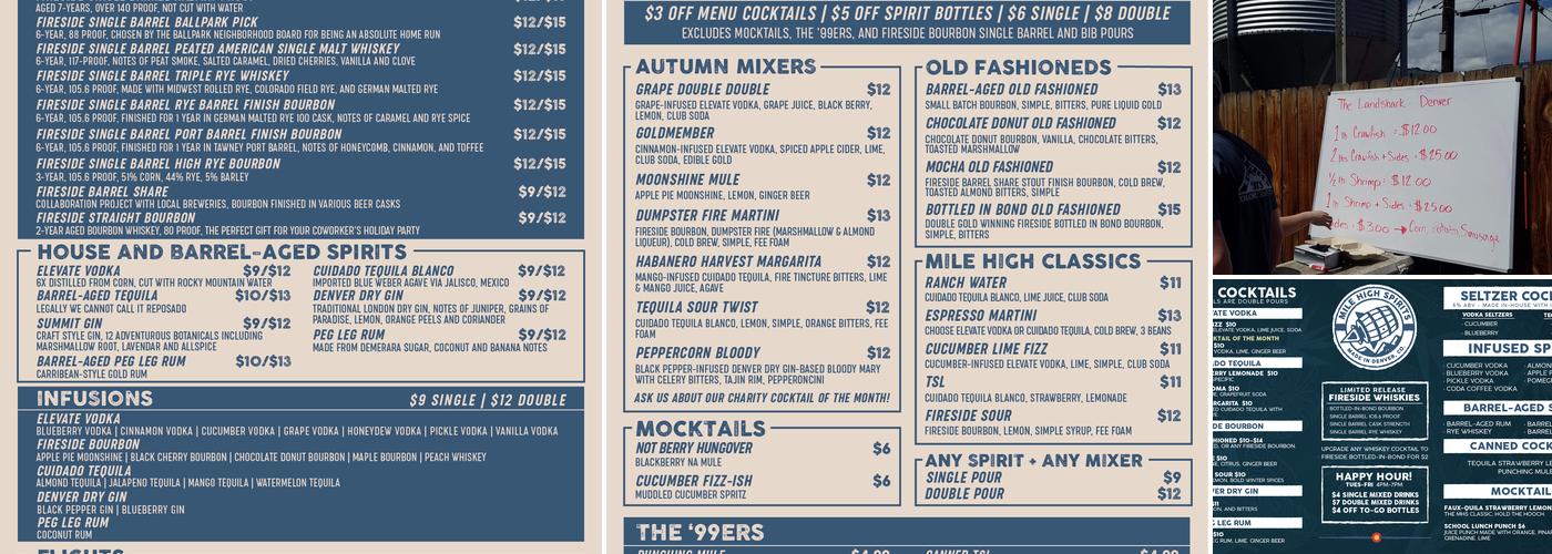 Mile High Spirits Menu