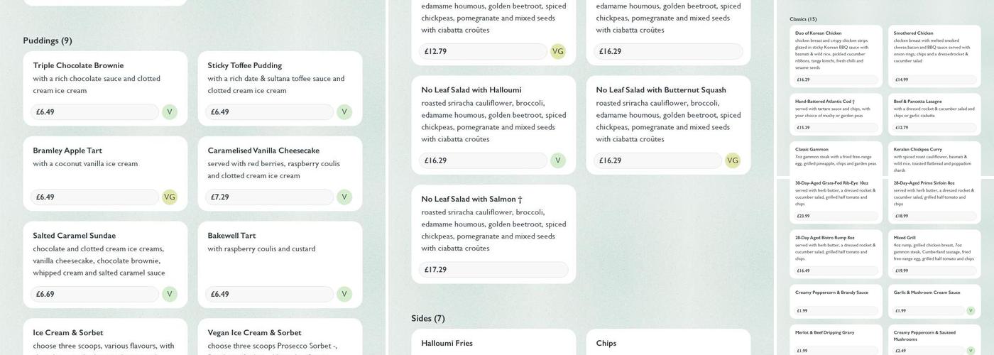 Bull Inn Hockley Menu