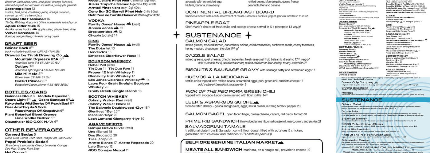 Dazzle Denver Menu