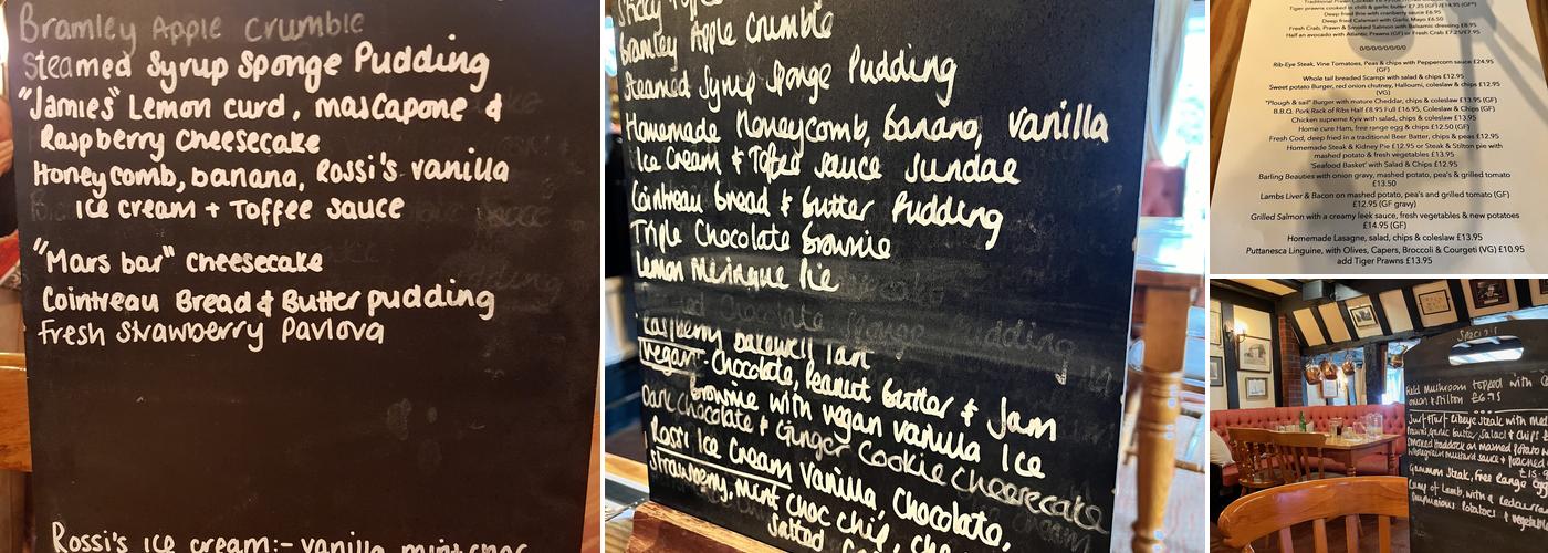 Plough & Sail, Paglesham Menu