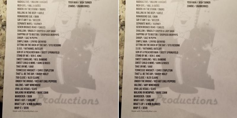 Fraco's Bar and Live Music Menu