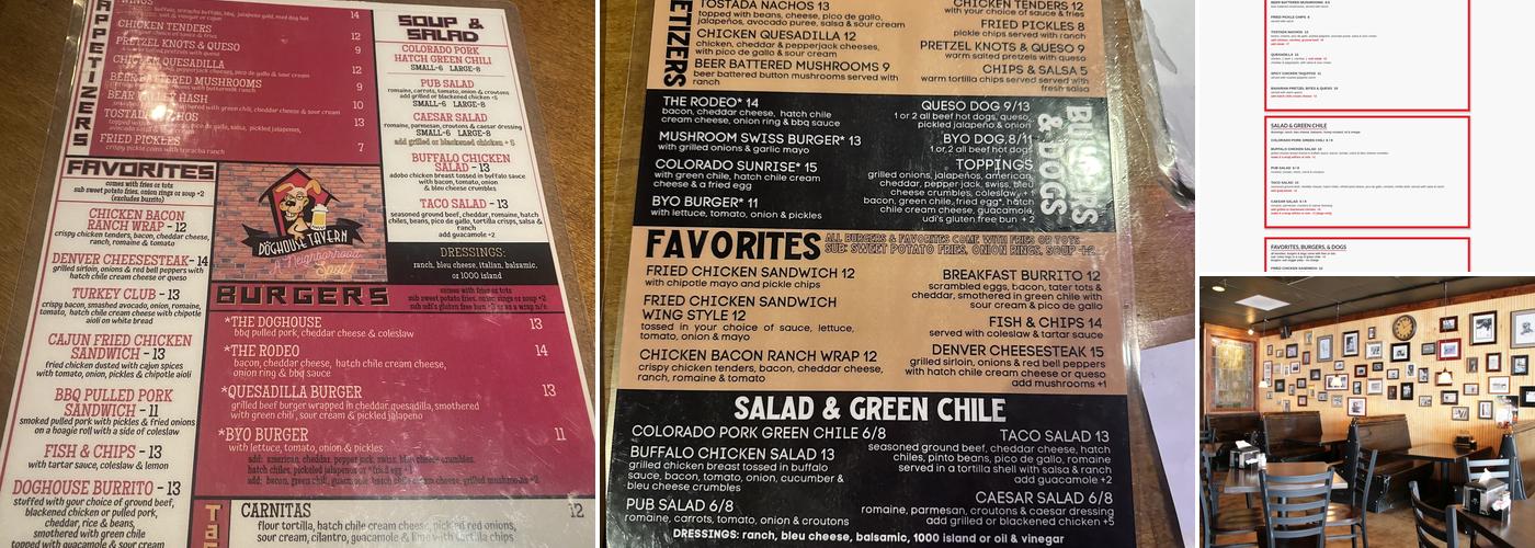 Doghouse Tavern Menu