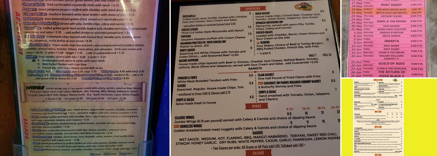 Q's Pub & Grille Menu