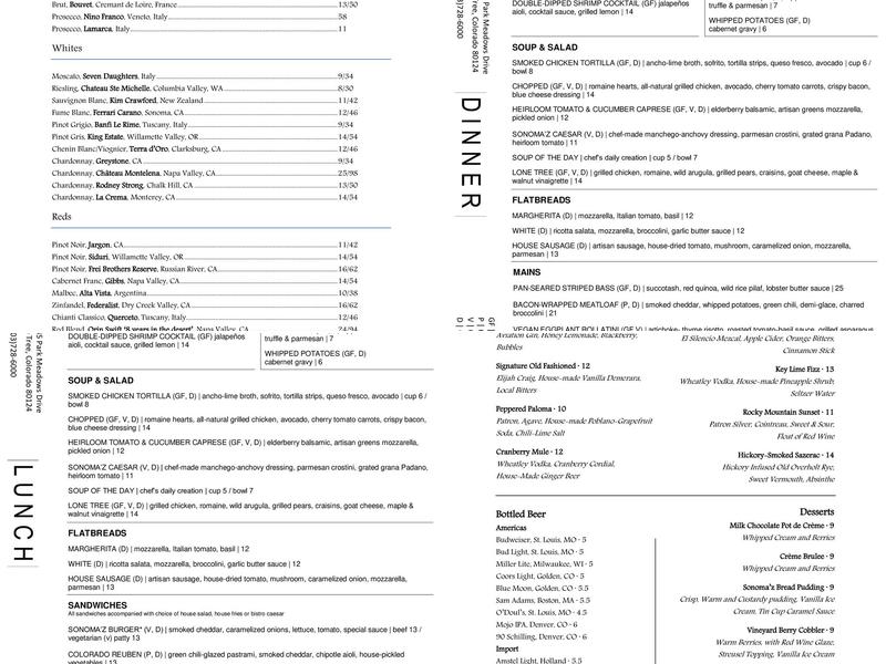 Sonoma'z Grill Menu