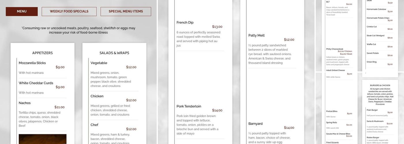 Brick Street Tavern Menu