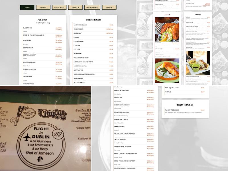 Clancy's Irish Pub Menu