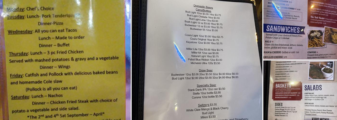 Don's Bar Menu