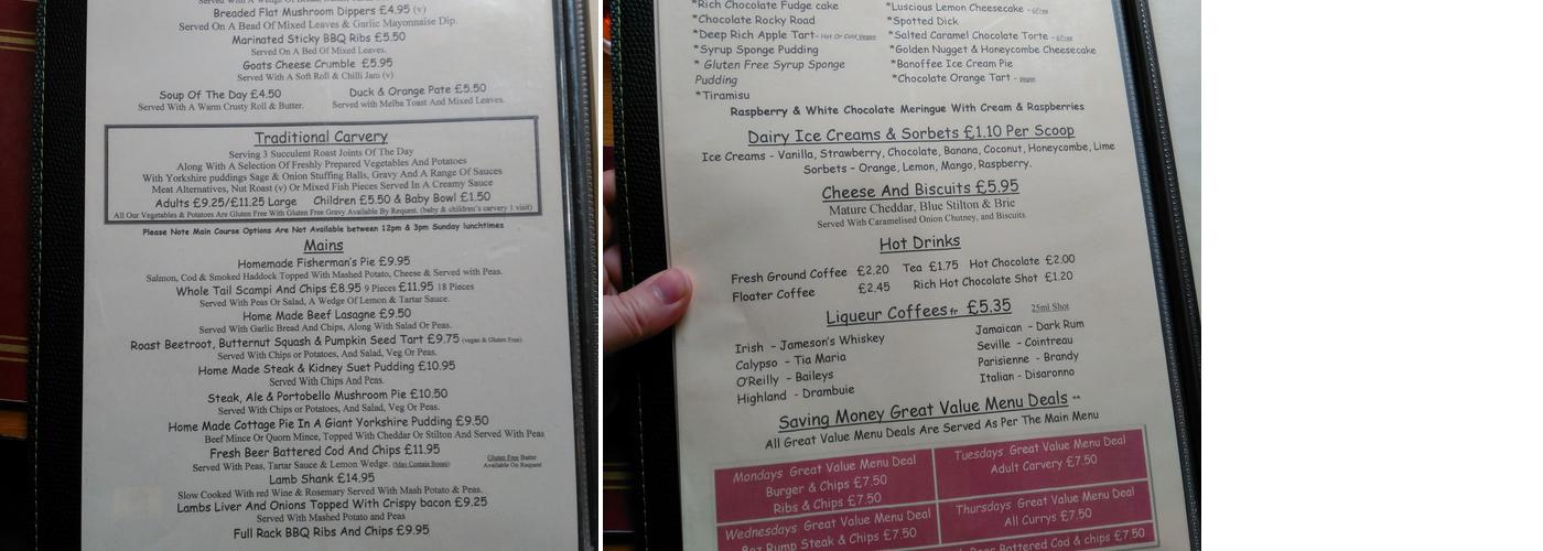 Brewers Arms Polstead Menu