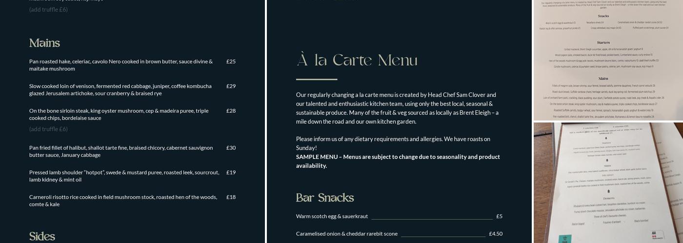 Peacock Inn Chelsworth Menu