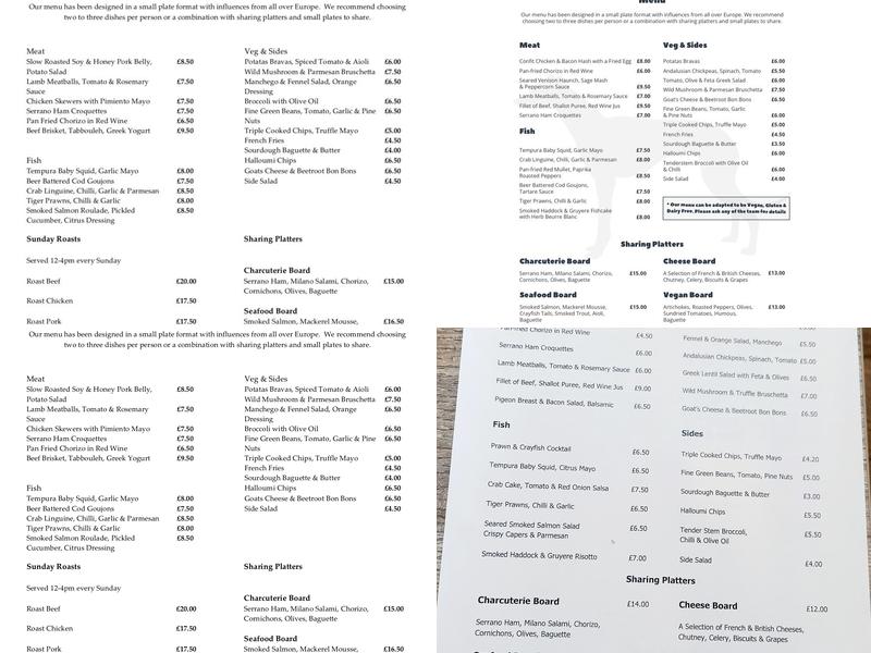 Lavenham Greyhound Menu
