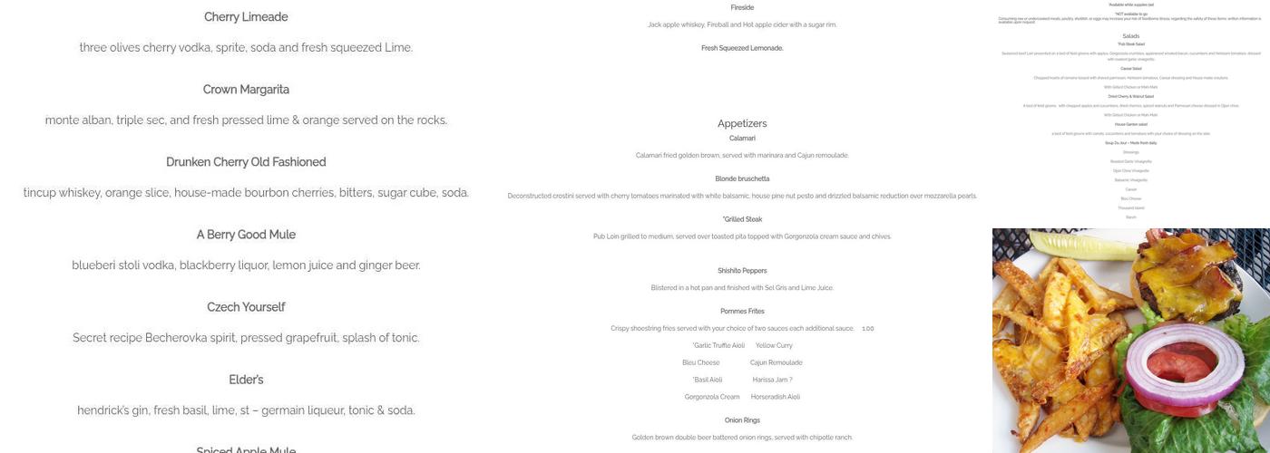 The Crown Pub Menu