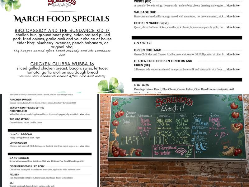 Scrumpy's Hard Cider Bar and Pub, Home of Summit Hard Cider Menu