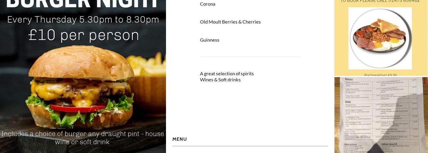 Rose and Crown Elmsett Menu