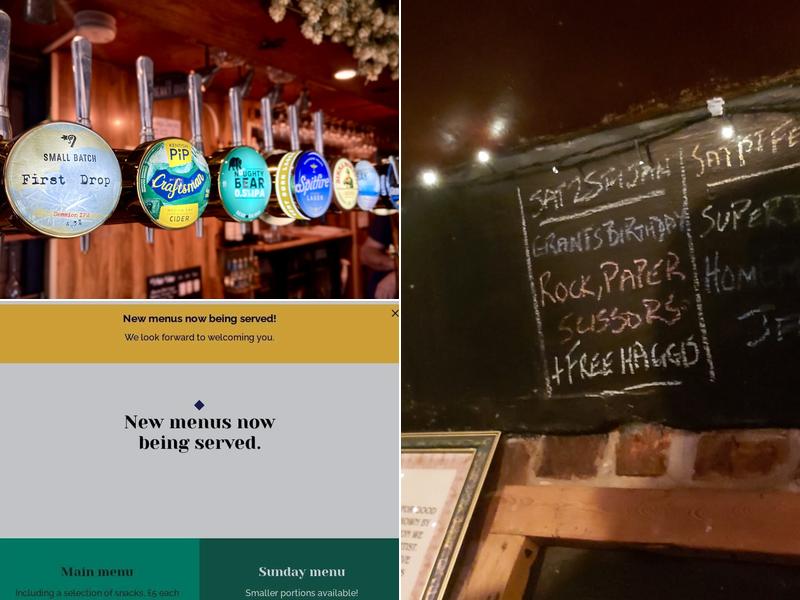 Three Horseshoes Menu