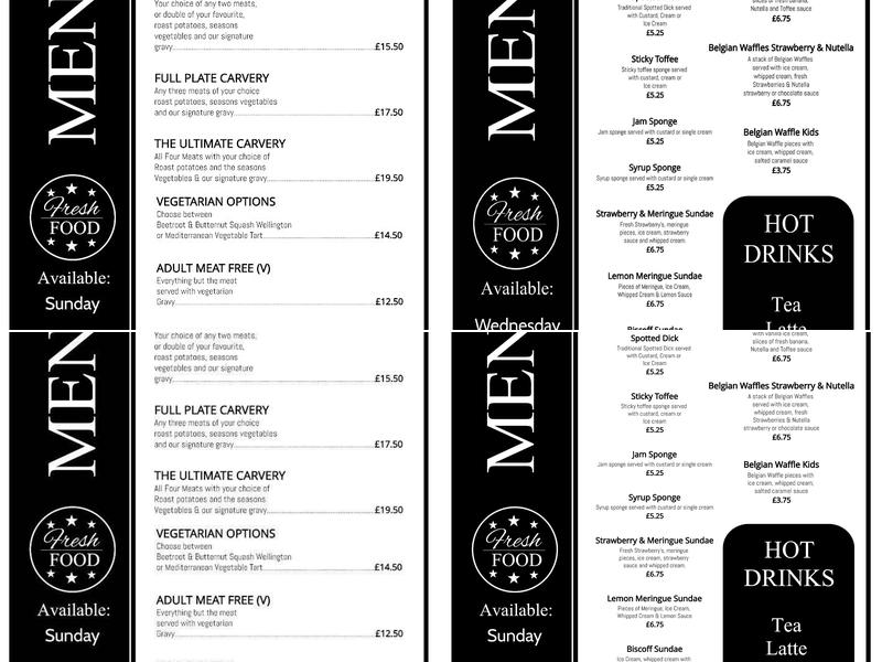 The Four Horseshoes Menu