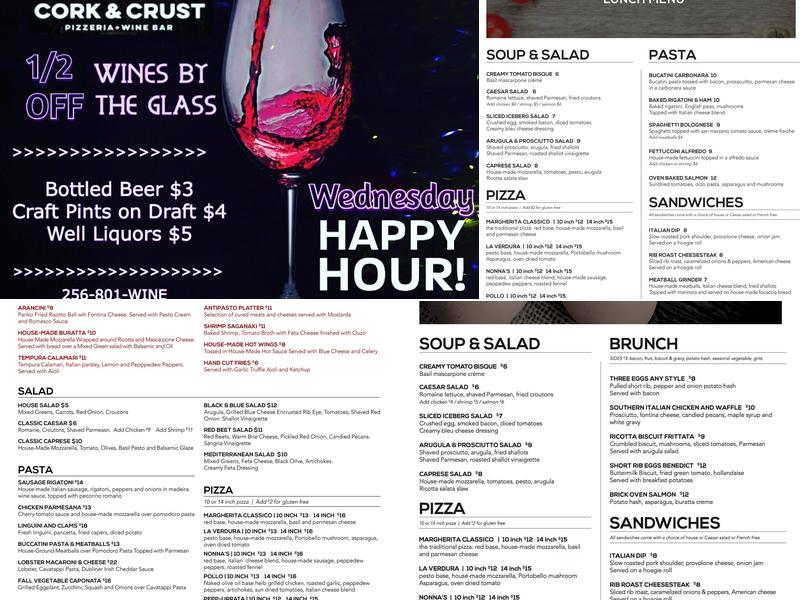 Cork & Crust Pizzeria + Wine Bar Menu