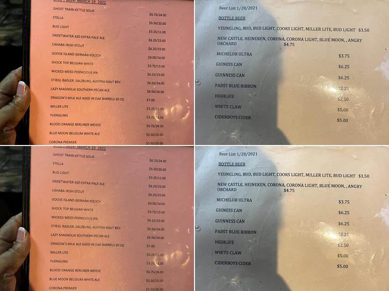 Lone Goose Saloon Menu