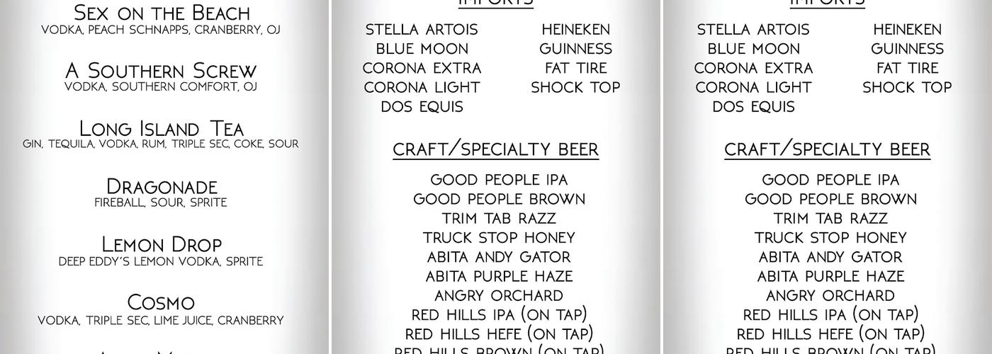 Barrister's Tavern Menu