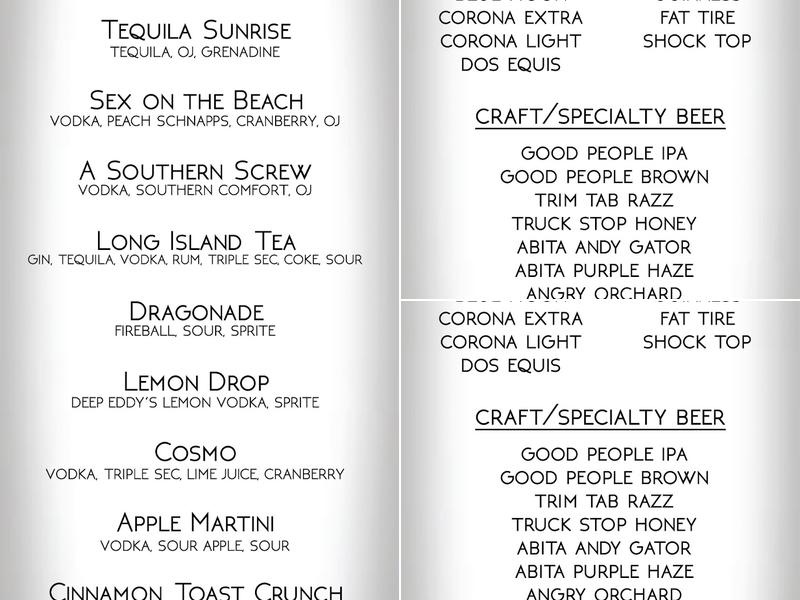 Barrister's Tavern Menu