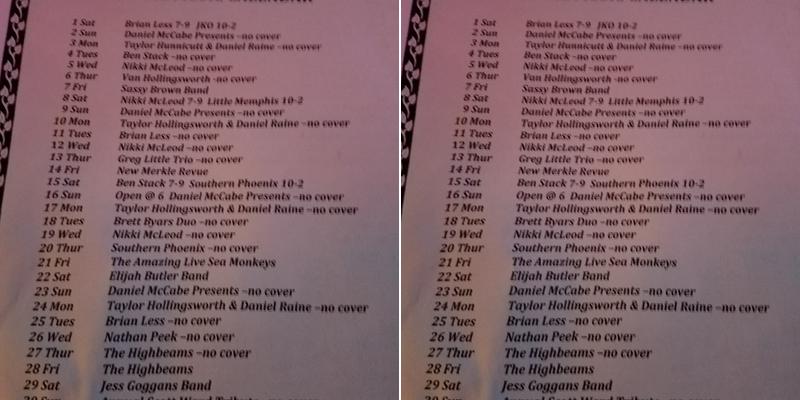 Oasis Menu