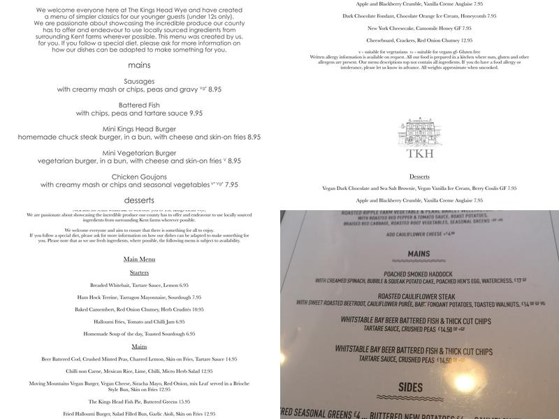 The Kings Head Menu